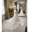 Romantik Fransız Dantel Dizaynlı Balık Gelinlik 