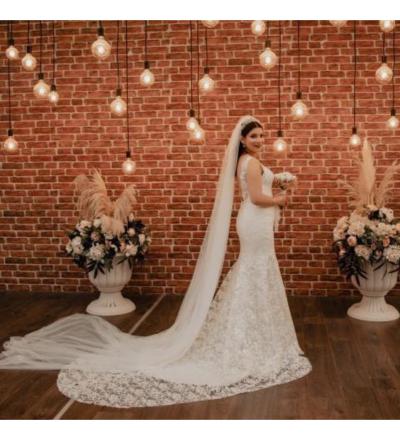 Fransız Dantel Dizaynlı Balık Gelinlik 