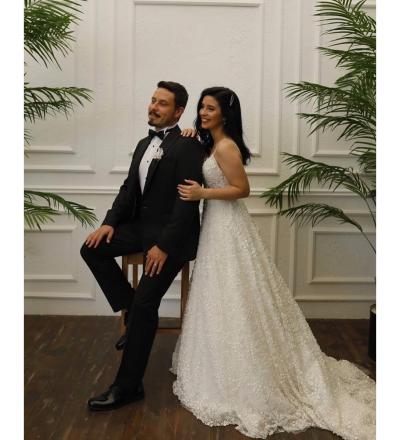 İnci Dantel Dizaynlı A Kesim Gelinlik