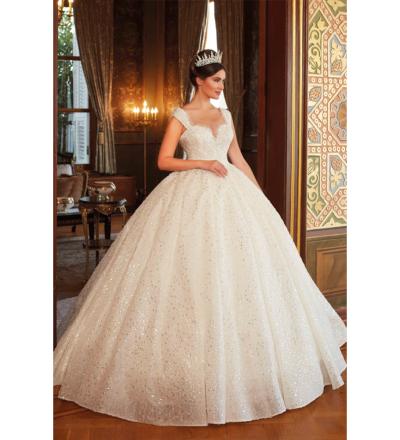 Kalp Yaka Kalın Askılı Prenses Gelinlik