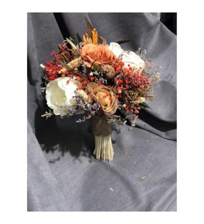 Kurutulmuş Ve Şoklanmış Gül Şakayık Gelin Buketi