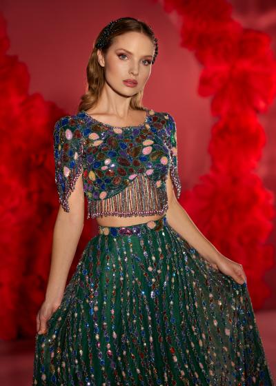 İki Parçalı Hint İşlemeli Kınalık Abiye modeliModel 008