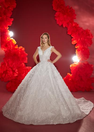 Transparan Beden V Yakak Komple İşlemeli Prenses Glinlik Modeli Model 030