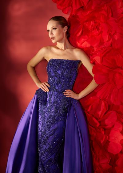 Düz Yakak Demonte Kuyruk Komple İşlemeli Nişanlık Kınalık Abiye ModelModel 045