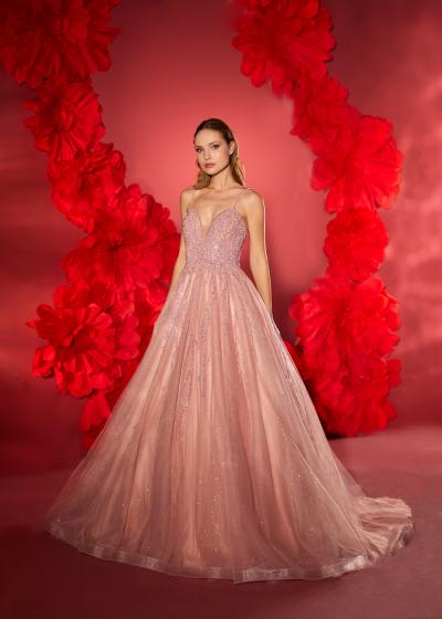 Kedi Kulağı Yaka Askılı A Kesim Nişanlık Kınalık Abiye Modeli Model 049