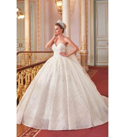 Straplez Kasnak Dantel Prenses Gelinlik 