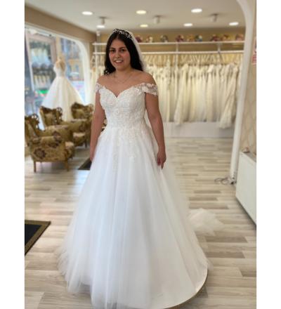 Yan Kol Detaylı A Kesim Gelinlik